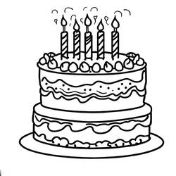 Dibujo para colorear: Pastel de Cumpleaños (Comida y Nutrición) #201113 - Dibujos para Colorear e Imprimir Gratis