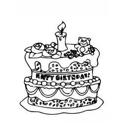 Dibujo para colorear: Pastel de Cumpleaños (Comida y Nutrición) #201114 - Dibujos para Colorear e Imprimir Gratis