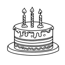 Dibujo para colorear: Pastel de Cumpleaños (Comida y Nutrición) #201117 - Dibujos para Colorear e Imprimir Gratis