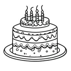 Dibujo para colorear: Pastel de Cumpleaños (Comida y Nutrición) #201118 - Dibujos para Colorear e Imprimir Gratis