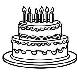 Dibujo para colorear: Pastel de Cumpleaños (Comida y Nutrición) #201124 - Dibujos para Colorear e Imprimir Gratis