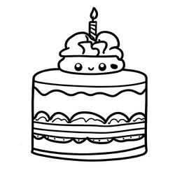 Dibujo para colorear: Pastel de Cumpleaños (Comida y Nutrición) #201126 - Dibujos para Colorear e Imprimir Gratis
