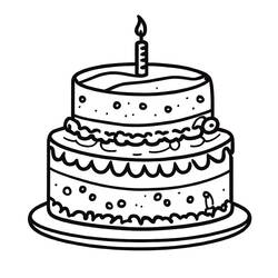 Dibujo para colorear: Pastel de Cumpleaños (Comida y Nutrición) #201127 - Dibujos para Colorear e Imprimir Gratis