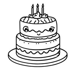 Dibujo para colorear: Pastel de Cumpleaños (Comida y Nutrición) #201128 - Dibujos para Colorear e Imprimir Gratis