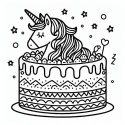 Dibujos para colorear: Pastel de Unicornio - Dibujos para Colorear e Imprimir Gratis