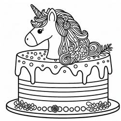 Dibujo para colorear: Pastel de Unicornio (Comida y Nutrición) #212733 - Dibujos para Colorear e Imprimir Gratis