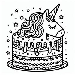 Dibujo para colorear: Pastel de Unicornio (Comida y Nutrición) #212734 - Dibujos para Colorear e Imprimir Gratis