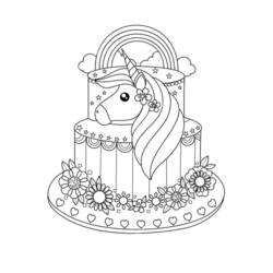 Dibujo para colorear: Pastel de Unicornio (Comida y Nutrición) #212738 - Dibujos para Colorear e Imprimir Gratis