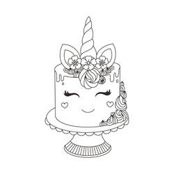 Dibujo para colorear: Pastel de Unicornio (Comida y Nutrición) #212739 - Dibujos para Colorear e Imprimir Gratis