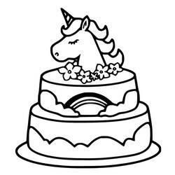 Dibujo para colorear: Pastel de Unicornio (Comida y Nutrición) #212740 - Dibujos para Colorear e Imprimir Gratis