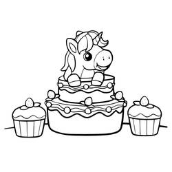 Dibujo para colorear: Pastel de Unicornio (Comida y Nutrición) #212744 - Dibujos para Colorear e Imprimir Gratis