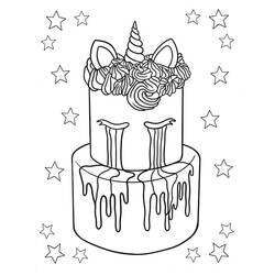 Dibujo para colorear: Pastel de Unicornio (Comida y Nutrición) #212747 - Dibujos para Colorear e Imprimir Gratis
