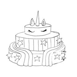 Dibujo para colorear: Pastel de Unicornio (Comida y Nutrición) #212755 - Dibujos para Colorear e Imprimir Gratis