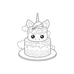 Dibujo para colorear: Pastel de Unicornio (Comida y Nutrición) #212763 - Dibujos para Colorear e Imprimir Gratis