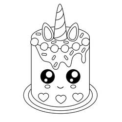 Dibujo para colorear: Pastel de Unicornio (Comida y Nutrición) #212765 - Dibujos para Colorear e Imprimir Gratis