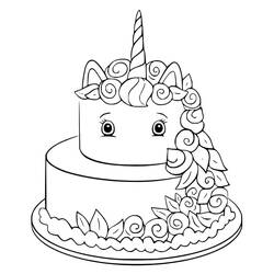 Dibujo para colorear: Pastel de Unicornio (Comida y Nutrición) #212767 - Dibujos para Colorear e Imprimir Gratis