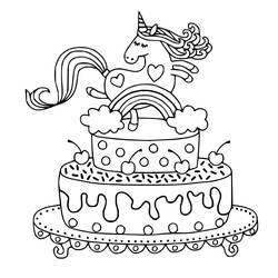 Dibujo para colorear: Pastel de Unicornio (Comida y Nutrición) #212769 - Dibujos para Colorear e Imprimir Gratis