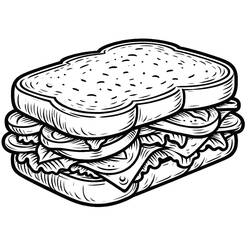 Dibujo para colorear: Sándwich (Comida y Nutrición) #211343 - Dibujos para Colorear e Imprimir Gratis