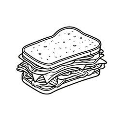 Dibujo para colorear: Sándwich (Comida y Nutrición) #211345 - Dibujos para Colorear e Imprimir Gratis