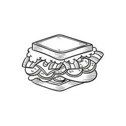 Dibujo para colorear: Sándwich (Comida y Nutrición) #211358 - Dibujos para Colorear e Imprimir Gratis