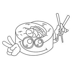 Dibujo para colorear: Sushi (Comida y Nutrición) #209234 - Dibujos para Colorear e Imprimir Gratis