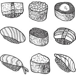 Dibujo para colorear: Sushi (Comida y Nutrición) #209239 - Dibujos para Colorear e Imprimir Gratis