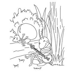 Dibujo para colorear: La Cigarra y la Hormiga (Cuentos de Hadas e Historias) #191430 - Dibujos para Colorear e Imprimir Gratis