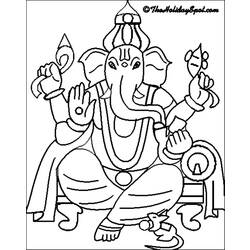 Dibujo para colorear: Mitología hindú: Ganesh (Dioses y diosas) #96851 - Dibujos para colorear