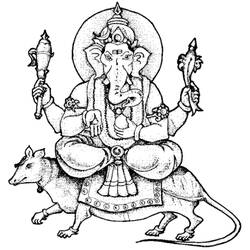Dibujo para colorear: Mitología hindú: Ganesh (Dioses y diosas) #96876 - Dibujos para colorear