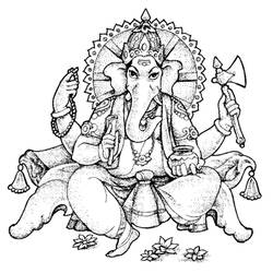 Dibujo para colorear: Mitología hindú: Ganesh (Dioses y diosas) #96880 - Dibujos para colorear