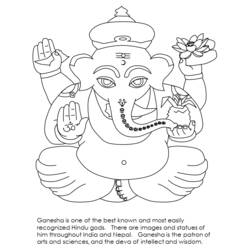 Dibujo para colorear: Mitología hindú: Ganesh (Dioses y diosas) #96885 - Dibujos para colorear