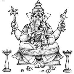 Dibujo para colorear: Mitología hindú: Ganesh (Dioses y diosas) #96914 - Dibujos para Colorear e Imprimir Gratis