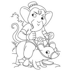 Dibujo para colorear: Mitología hindú: Ganesh (Dioses y diosas) #97025 - Dibujos para colorear