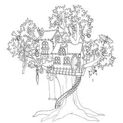 Dibujo para colorear: Casa del árbol (Edificios y Arquitectura) #66002 - Dibujos para colorear