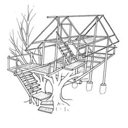 Dibujo para colorear: Casa del árbol (Edificios y Arquitectura) #66027 - Dibujos para colorear