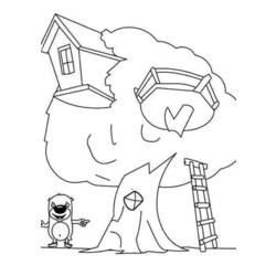 Dibujo para colorear: Casa del árbol (Edificios y Arquitectura) #66041 - Dibujos para colorear