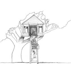 Dibujo para colorear: Casa del árbol (Edificios y Arquitectura) #66050 - Dibujos para colorear