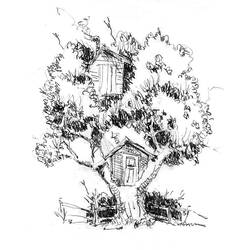 Dibujo para colorear: Casa del árbol (Edificios y Arquitectura) #66084 - Dibujos para colorear