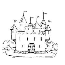 Dibujo para colorear: Castillo (Edificios y Arquitectura) #62092 - Dibujos para colorear