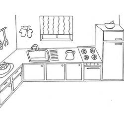 Dibujo para colorear: Cocina (Edificios y Arquitectura) #63563 - Dibujos para colorear