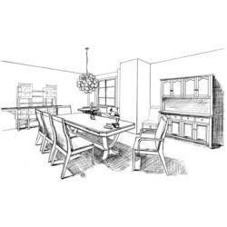Dibujo para colorear: Comedor (Edificios y Arquitectura) #66357 - Dibujos para colorear