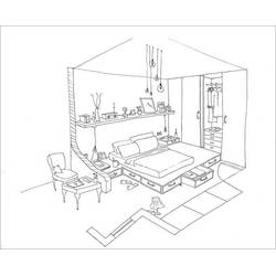 Dibujo Dormitorio (Edificios y Arquitectura) #203887 para imprimir y colorear