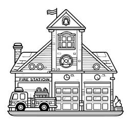 Dibujo para colorear: Estación de Bomberos (Edificios y Arquitectura) #215169 - Dibujos para Colorear e Imprimir Gratis