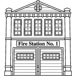 Dibujo para colorear: Estación de bomberos (Edificios y Arquitectura) #68476 - Dibujos para colorear