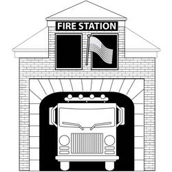 Dibujo para colorear: Estación de bomberos (Edificios y Arquitectura) #68595 - Dibujos para colorear