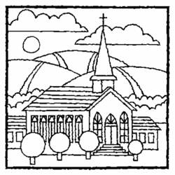 Dibujo para colorear: Iglesia (Edificios y Arquitectura) #64157 - Dibujos para colorear