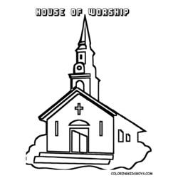 Dibujo para colorear: Iglesia (Edificios y Arquitectura) #64353 - Dibujos para colorear