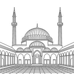 Dibujo para colorear: Mezquita (Edificios y Arquitectura) #218405 - Dibujos para Colorear e Imprimir Gratis