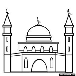 Dibujo para colorear: Mezquita (Edificios y Arquitectura) #64510 - Dibujos para colorear