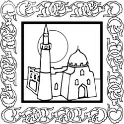 Dibujo para colorear: Mezquita (Edificios y Arquitectura) #64534 - Dibujos para colorear